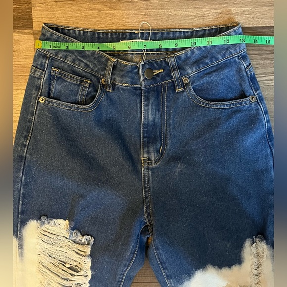 NWOT American Bazi  High Waist Denim Bleach Distressed Jeans SZ S - Picture 8 of 13